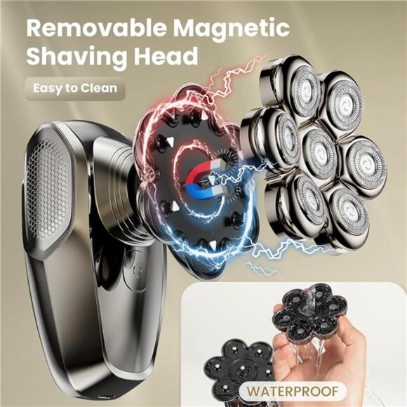 7D Head Shavers for Bald Men, SHPAVVER Detachable Head Shaver LED Display Dry - Picture 2 of 7